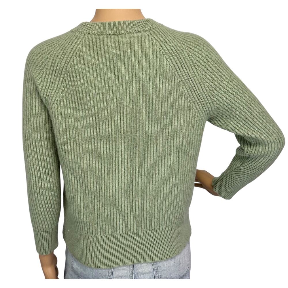 J. Crew Ribbed Pure Cashmere Oversized Crewneck Sweater Green BB402 Size XS - Picture 5 of 12